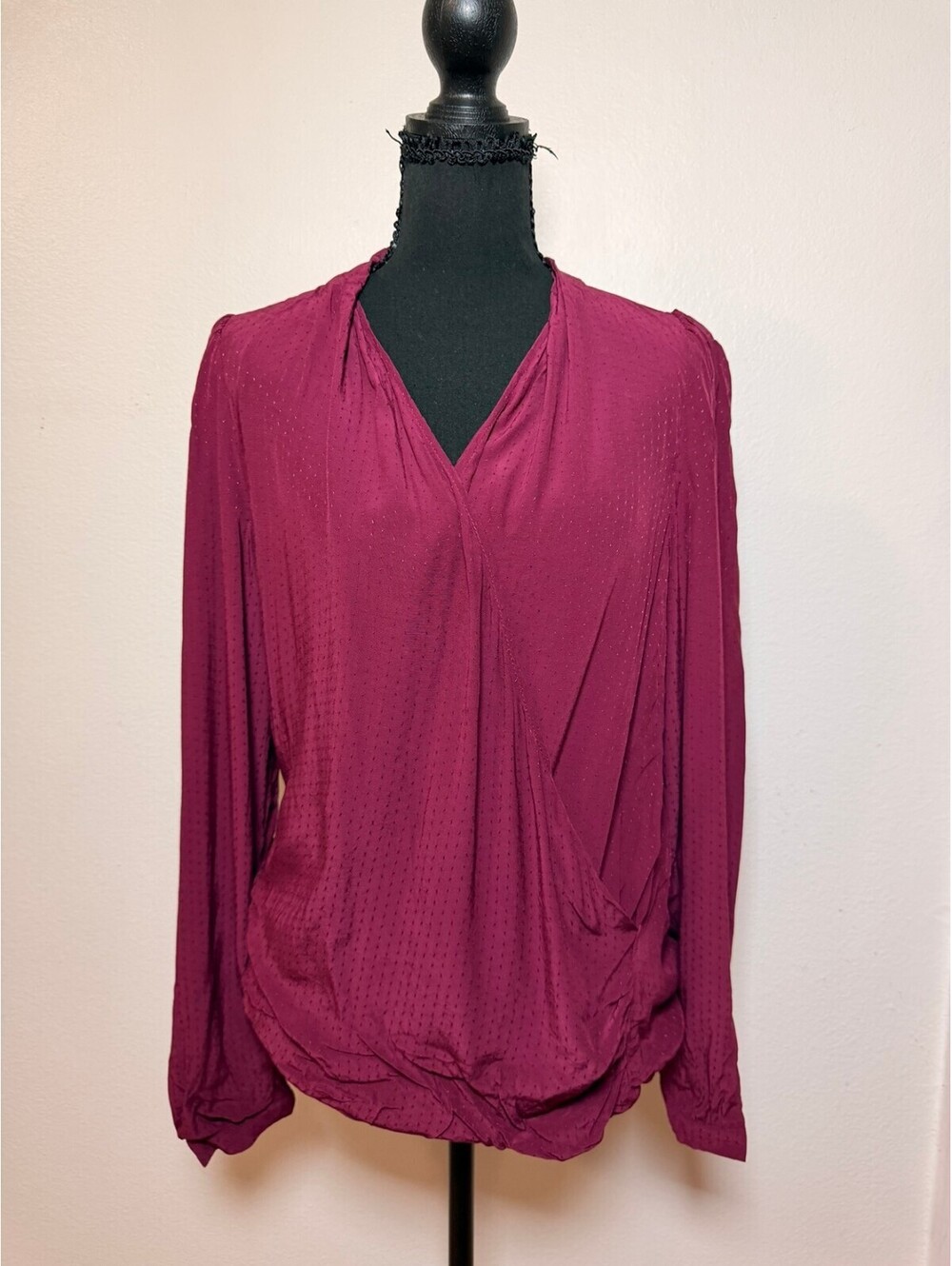 Sézane Berry Wrap Blouse 38 Dot Texture Chic